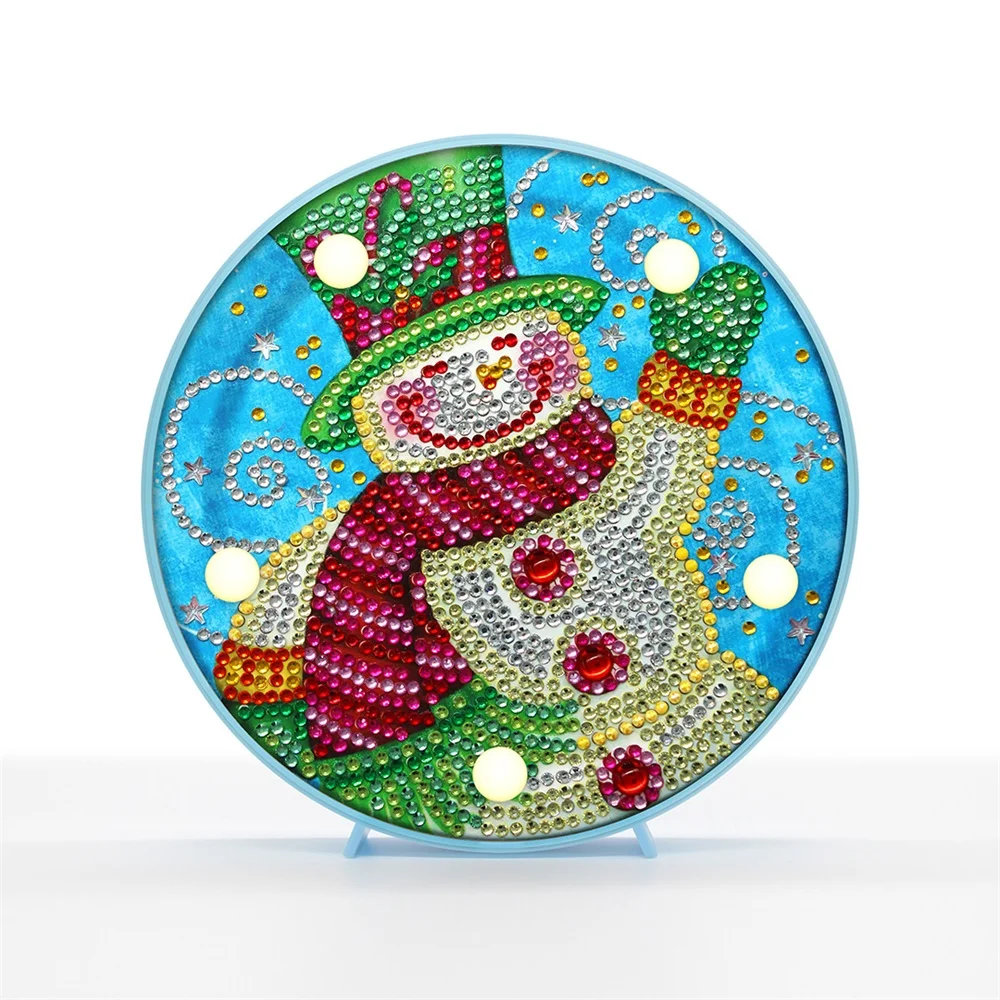 

5D DIY Diamond Painting Christmas Snowman LED Night Light Home Desktop Decor Lamp