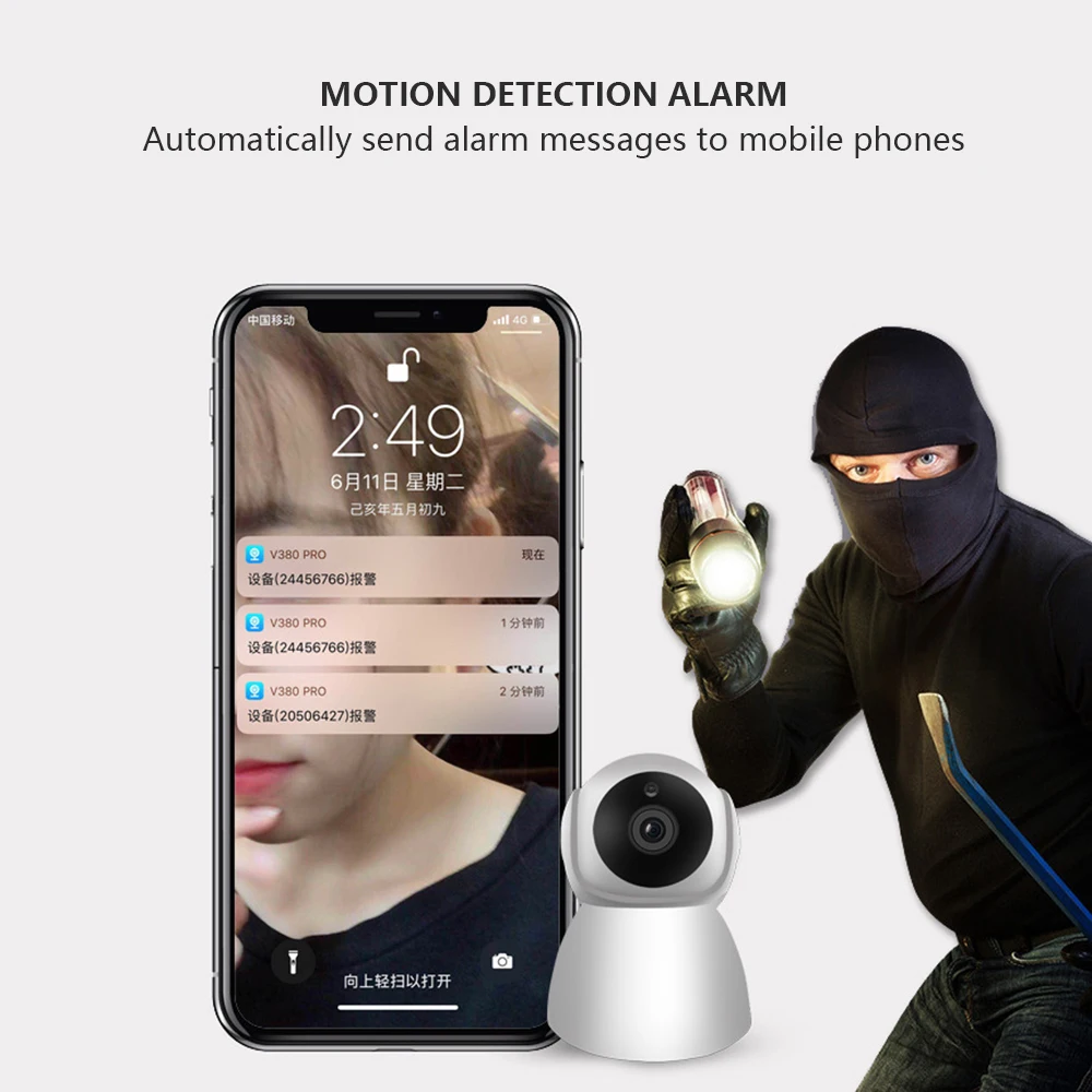 1080P HD беспроводная WiFi PTZ IP камера двухсторонняя аудио 360 градусов панорамная мини