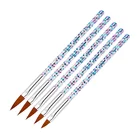5 шт. набор кистей для дизайна ногтей, кристальная ручка, акриловый Ультрафиолетовый гель с блестками, кисти для рисования, резные цветочные ручки, инструменты для ногтей