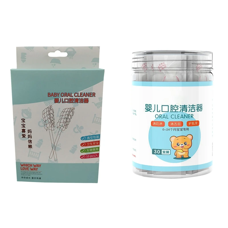 Limpiador bucal de gasa para beb&eacute;, cepillo de dientes de leche para beb&eacute;, con recubrimiento de lengua, 30 piezas-3
