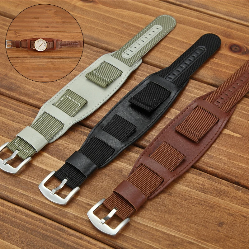 

Replacement Nylon Watch Band Watchband PU Leather Strap 18mm 20mm 22mm 24mm Men Woman Watch Bracelet Watch Accessories with pins