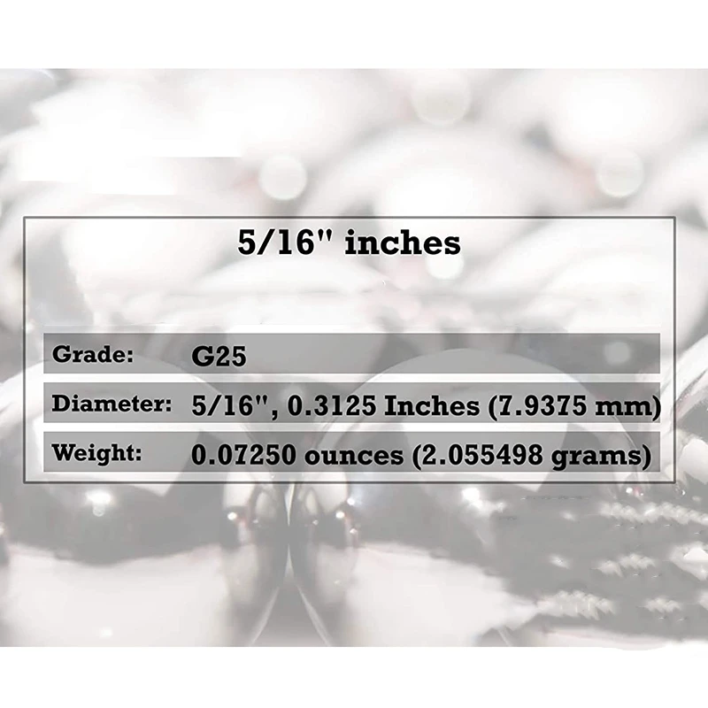 

Box of 100 High-Precision G25 Bearing Steel Balls High-Precision Solid Carbon Steel Steel Balls 5/16 Inches
