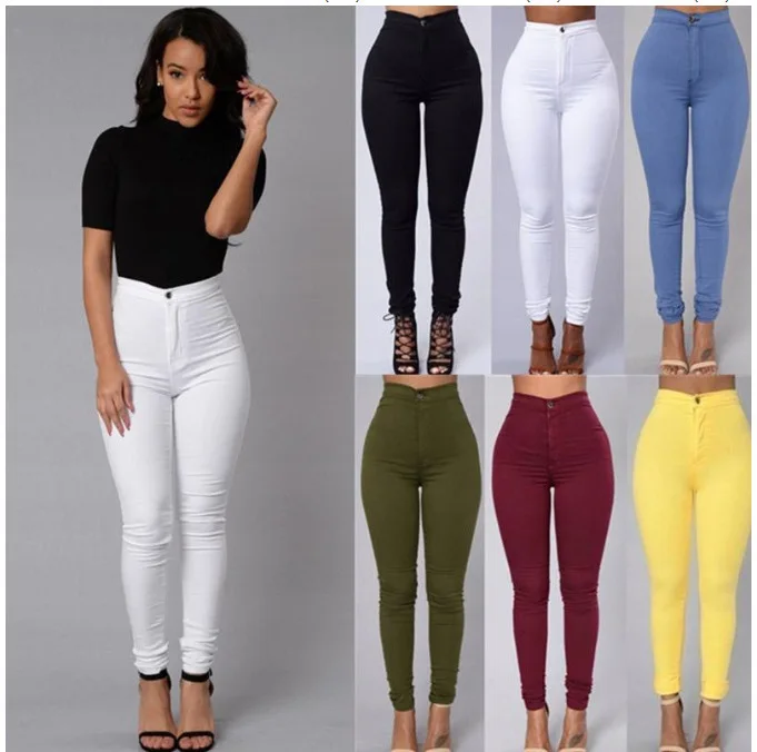 women's candy slim casual pants pants jeans in large Quick elastic