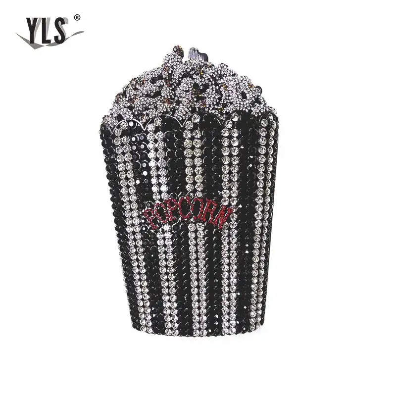 Роскошные вечерние женские сумочки с кристаллами и забавным попкорном клатч