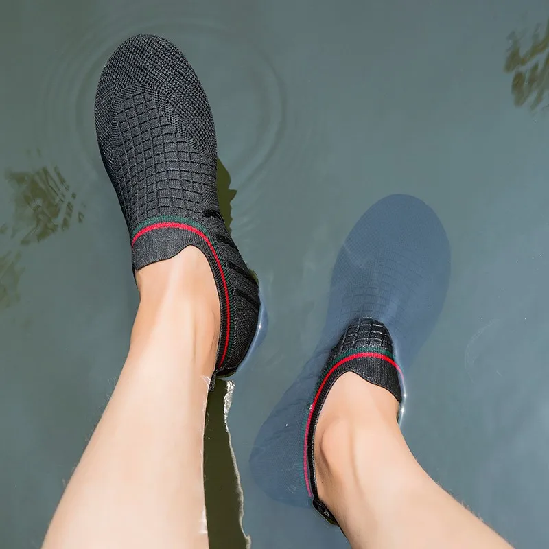 Быстросохнущие водные туфли для мужчин с дыхащим верхом для плавания, йоги и вождения на легких пляжных кедах. Бирюзовые.