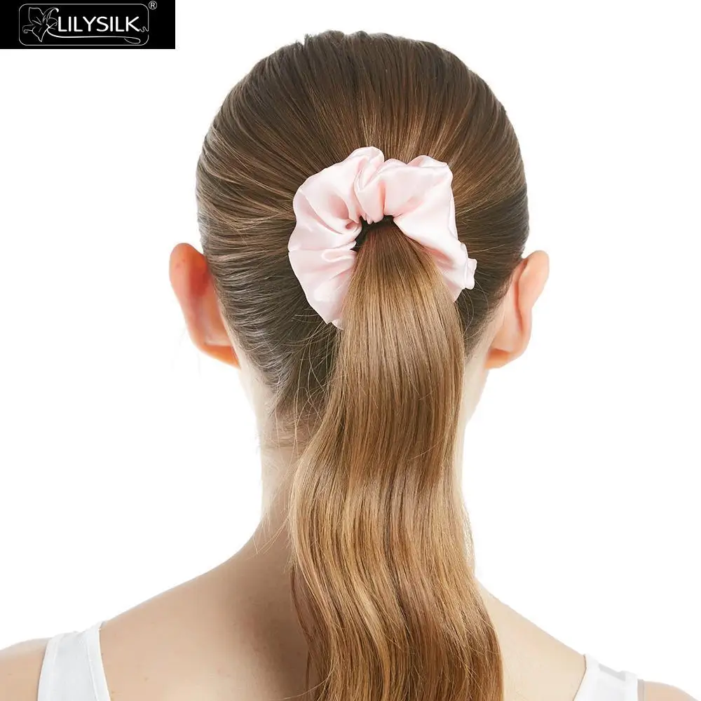 LilySilk Scrunchy Charmeuse Hair Bands Women 100 Pure Silk Head Rope Rubber Girl Accessories Soft Care Luxurious Free Shipping - Цвет: Light Plum