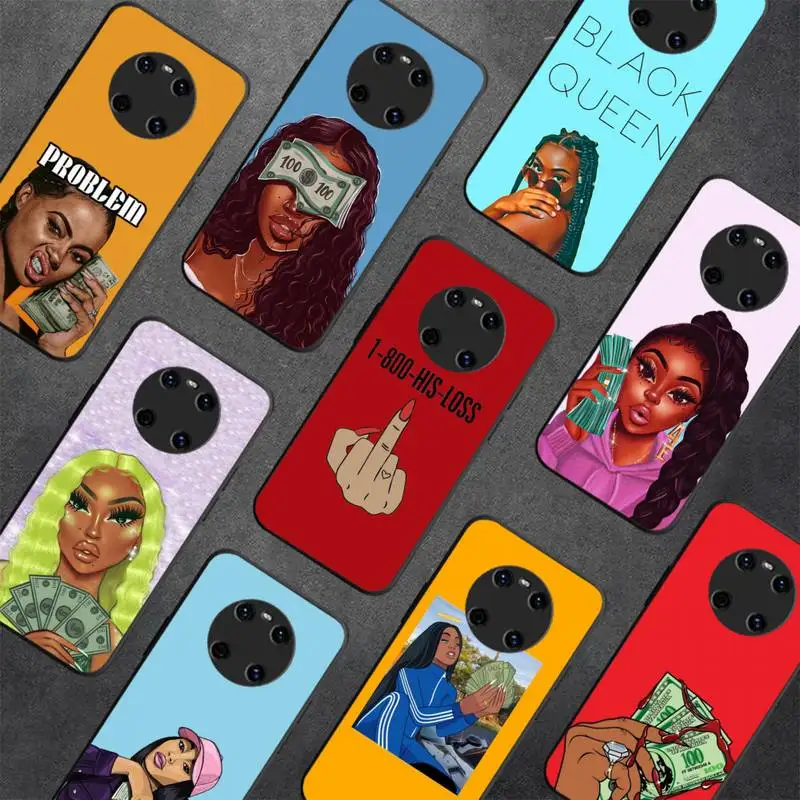 

MAKE MONEY Cash Black head Sweet Spoiled Girl Phone Case For Huawei Y5 Y62019 Y52018 Y92019 Luxury funda case for 9prime2019