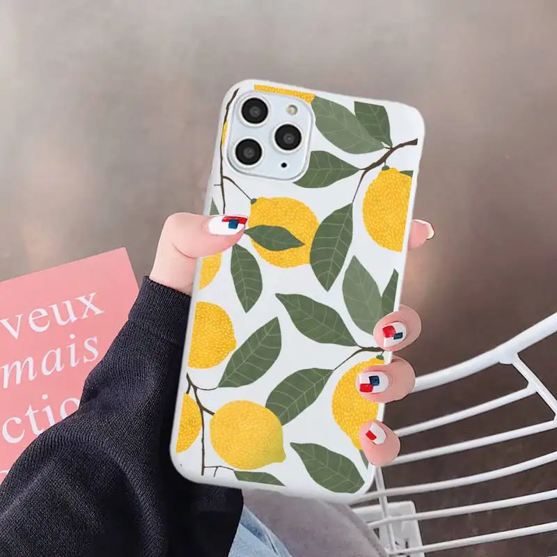 

lemon watermelon fruit pattern Phone Case Candy Color for iPhone 6 7 8 11 12 s mini pro X XS XR MAX Plus