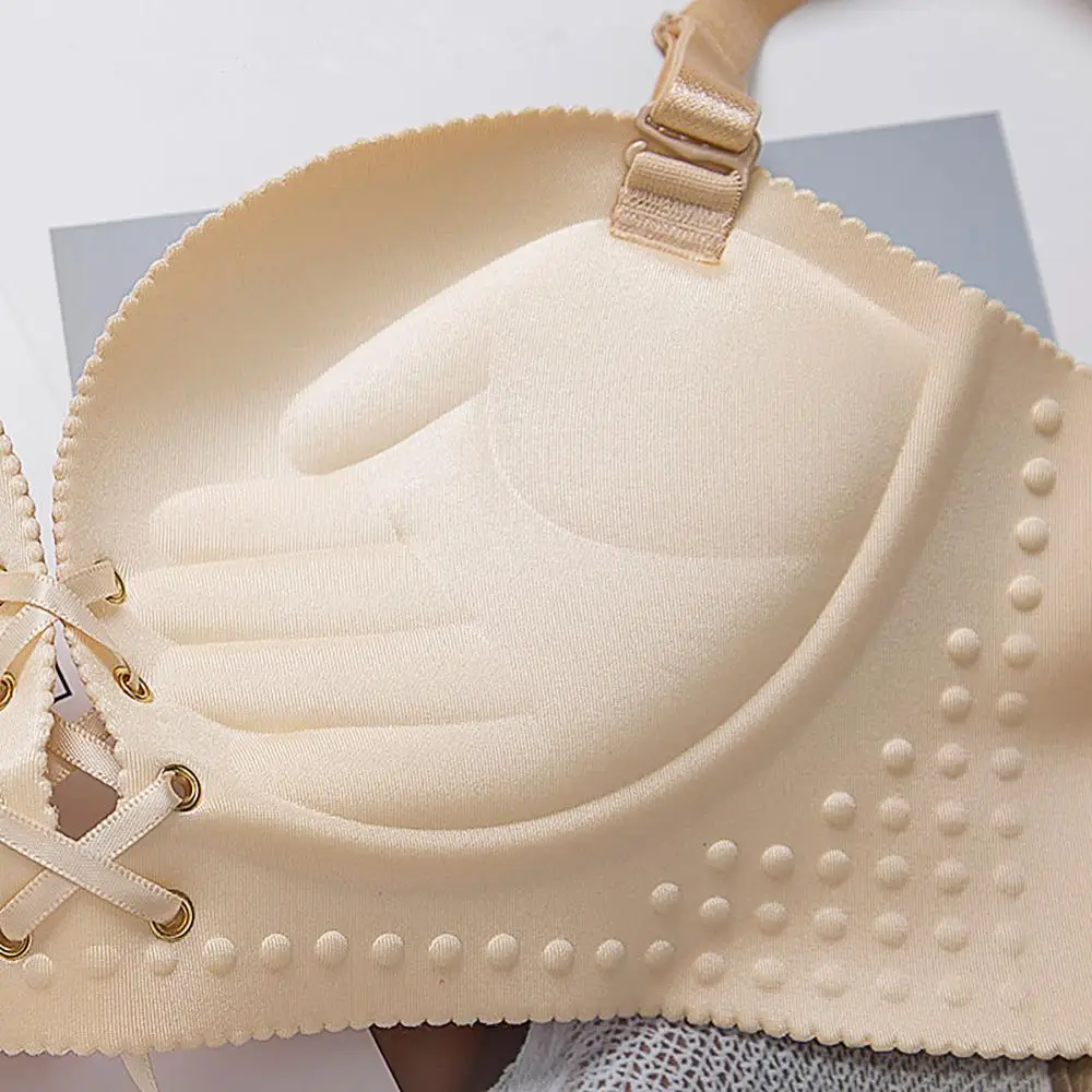 

Varsbaby sexy push up wire free underwear seamless drawstring gather thick cup bras for women