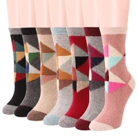 12 pairs wool socks for women mid calf cozy winter crew socks vintage colorful warm socks thick knit dress boot socks