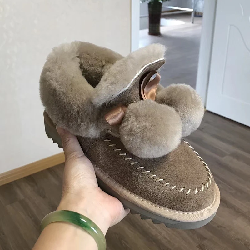 As PIC Модные зимние сапоги из натуральной кожи; женская обувь; ботильоны на нескользящей резиновой подошве; натуральный мех; толстая шерсть; теплые зимние сапоги - Цвет: As PIC