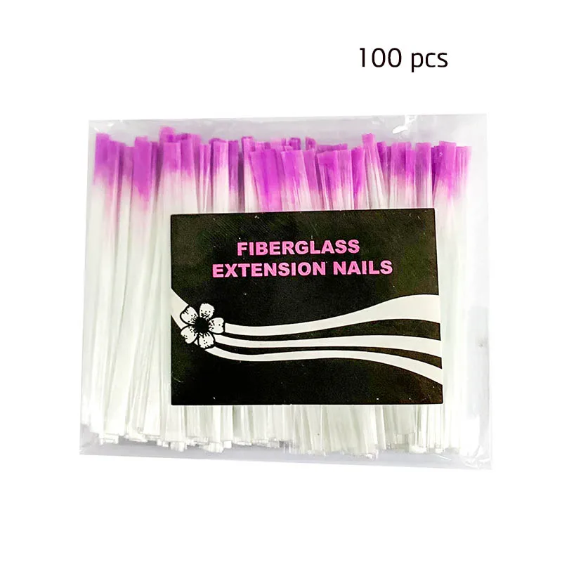 100pcs Fiberglass Nail Extension for UV Gel Building French Nail Form Acrylic Tips Nail Extension Paper Manicure Salon Tool - Цвет: 100pcs