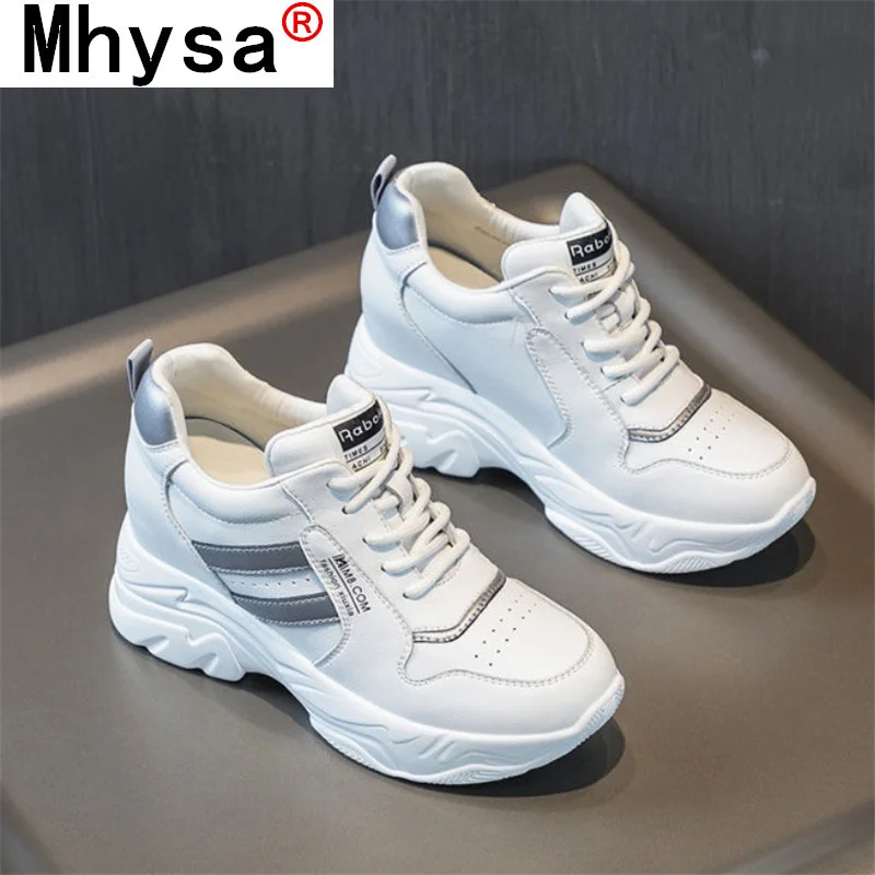 

2021 New Spring Women's Shoes PU Leather Women Vulcanized Shoes Fashion Platform Comfortable Lace-up Outdoor White Casual Shoes