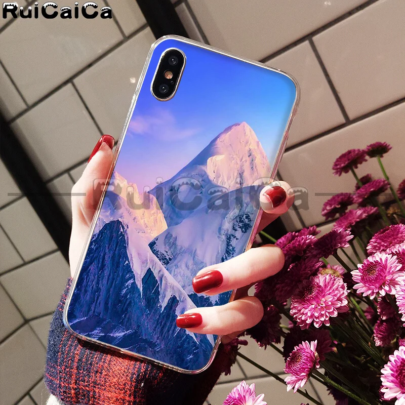 RuiCaiCa зимний Снежный горный Sceneary Мягкий ТПУ чехол для телефона Apple iPhone 8 7 6 6S Plus X XS MAX 5 5S SE XR сотовые телефоны