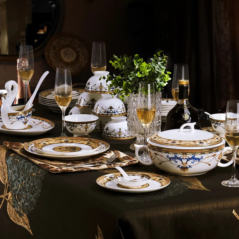 

Guci Western style Jingdezhen Bone China Cutlery Set domestic ceramic ware Dish Set bowl dish gift