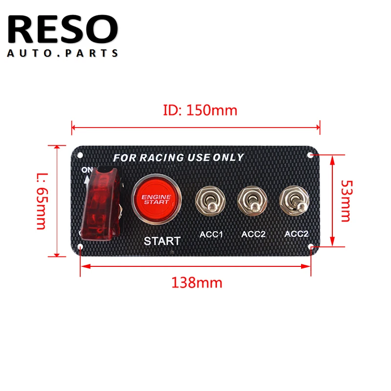 Углеродное волокно гоночный автомобиль 12 В Светодиодная лампа старт двигателя