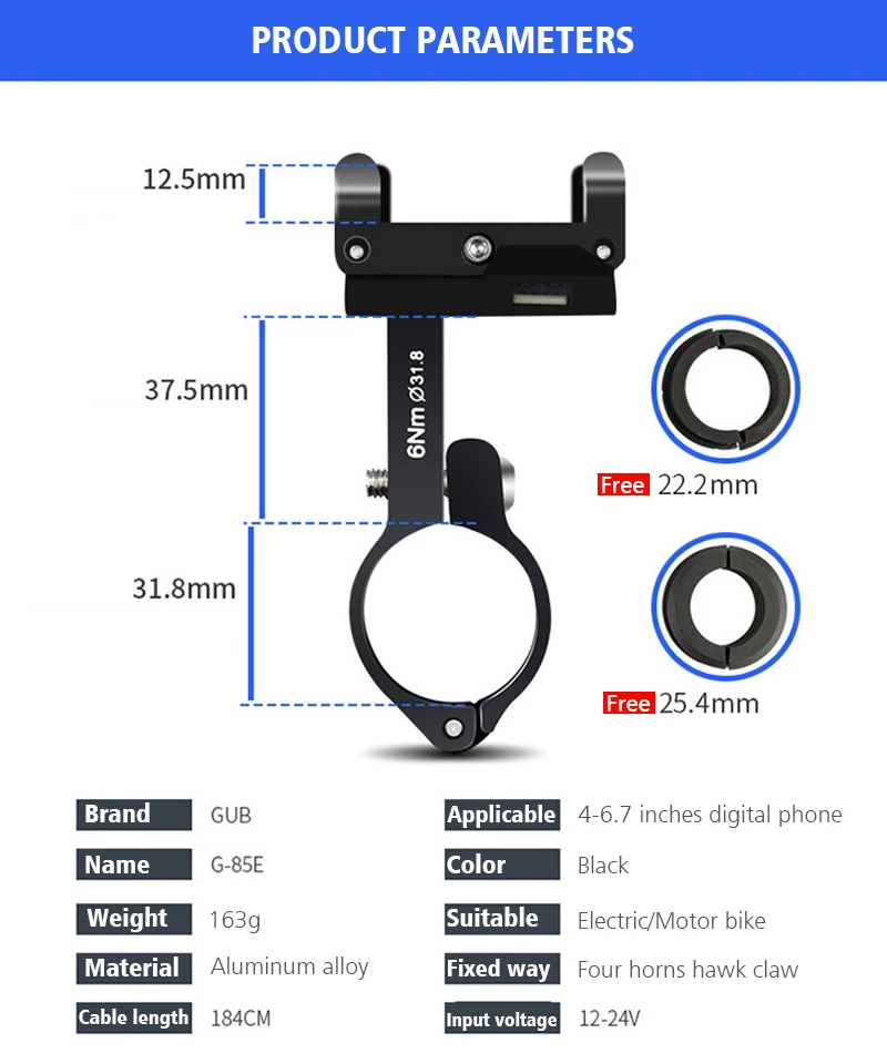 GUB держатель для телефона для велосипеда USB Chargerable алюминиевый сплав MTB дорожный велосипед мото gps подставка для смартфона подставка для 4-6," поддержка телефона