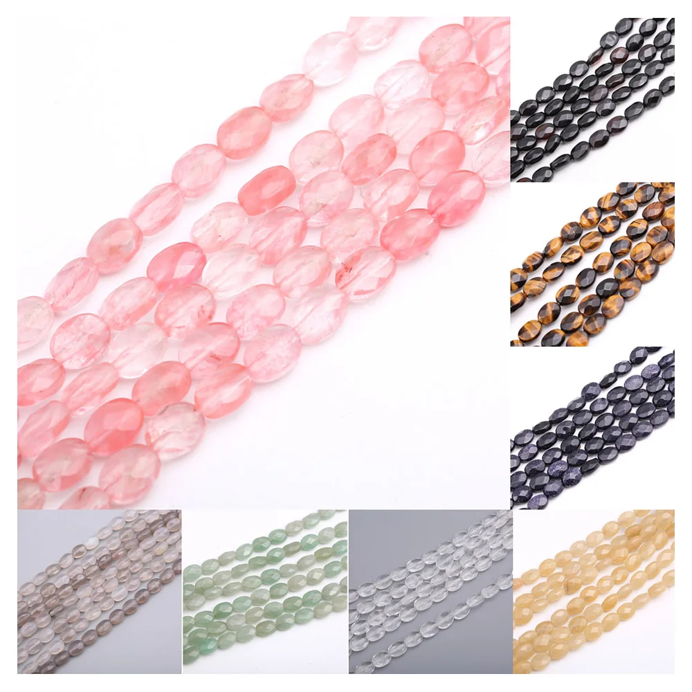 

8*13mm Natural Stone Colorful Bead Tiger Eye Sandstone Oval Section Loose Beads for Jewelry Making DIY Bracelet Necklace 15"