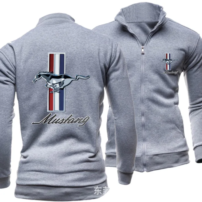 

Hot Sale print autumn men's MUSTANG logo hoodless Sweatshirt Street jacket sportswear Pullover Coat 4 Colours 021y