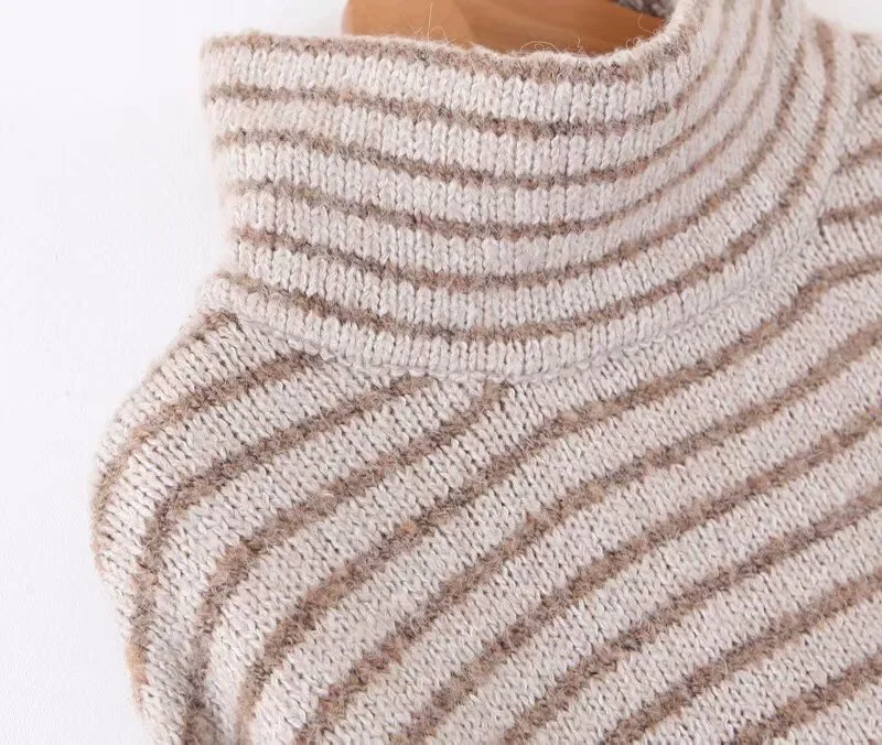 Женский трикотажный свитер с высоким воротом Свободный Длинный пуловер