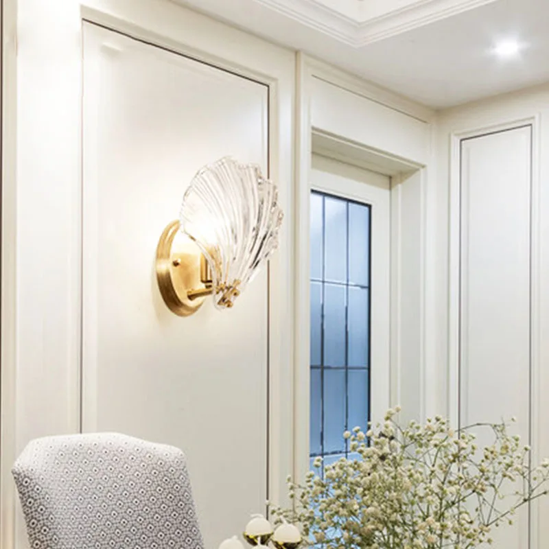 Скандинавский простой современный настенный светильник из раковины Медный