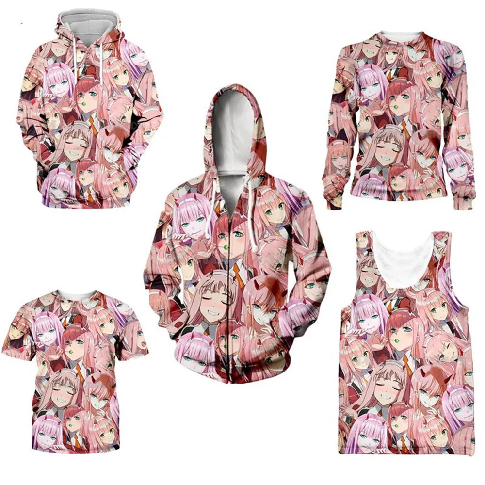 Толстовки с капюшоном DARLING In The FRANXX хипстерская толстовка рисунком Zero Two розовые