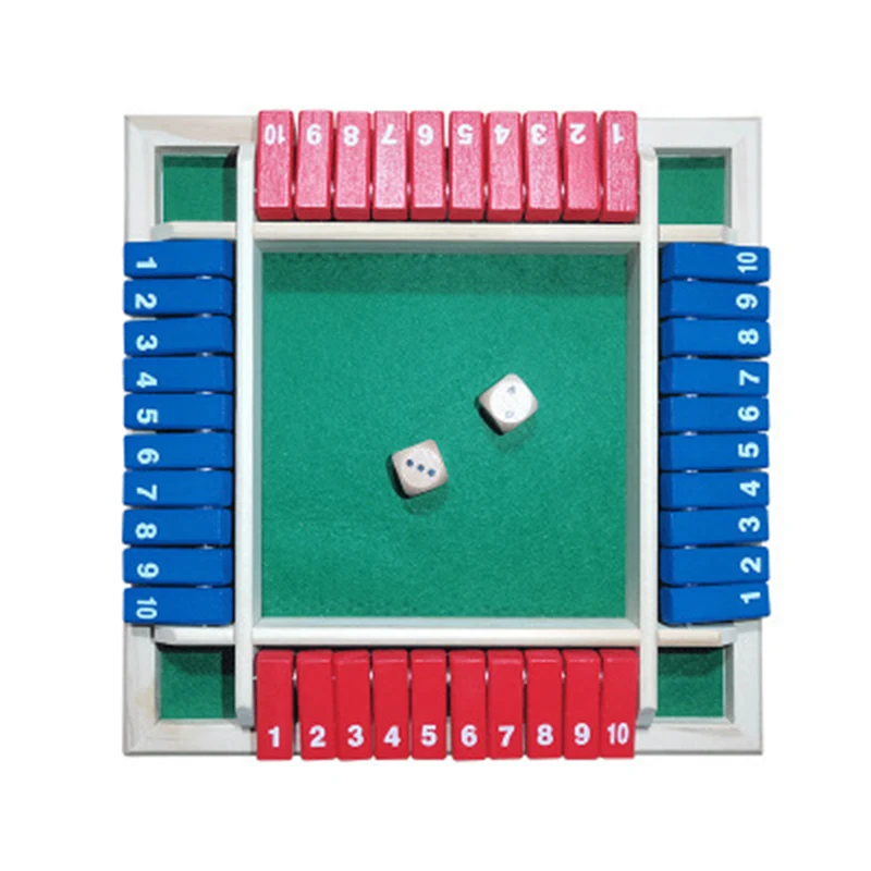 

NEW Type Dice Board Deluxe Four Sided 10 Numbers Shut The Box Board Game Set Dice Party Club Drinking Games for Adults Families
