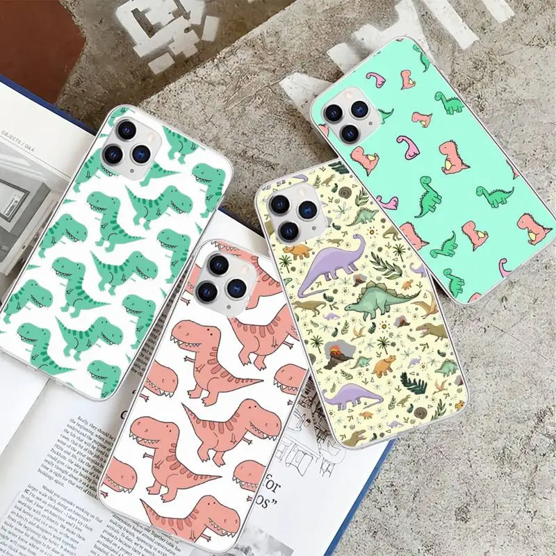 

Cute Dinosaur Baby Transparent Cell Phone Case For Huawei P20 P40 Lite P30 Pro P Smart 2019 Honor 10 10i 20 Lite Clear Cover