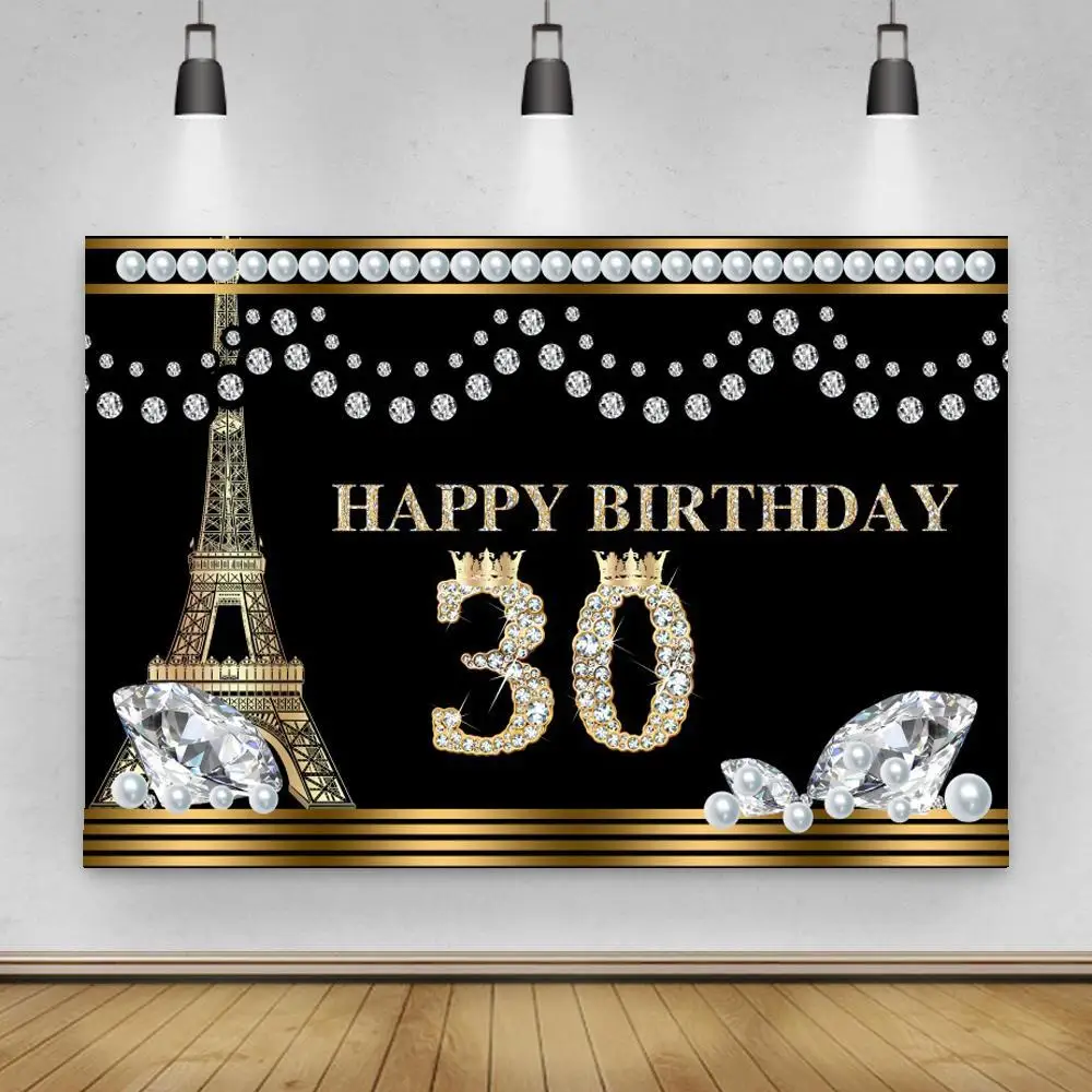 

30th 40th Backdrop Adult Happy Birthday Party Champagne Photography Background Photo Backdrop Studio Photocall Decoration Prop