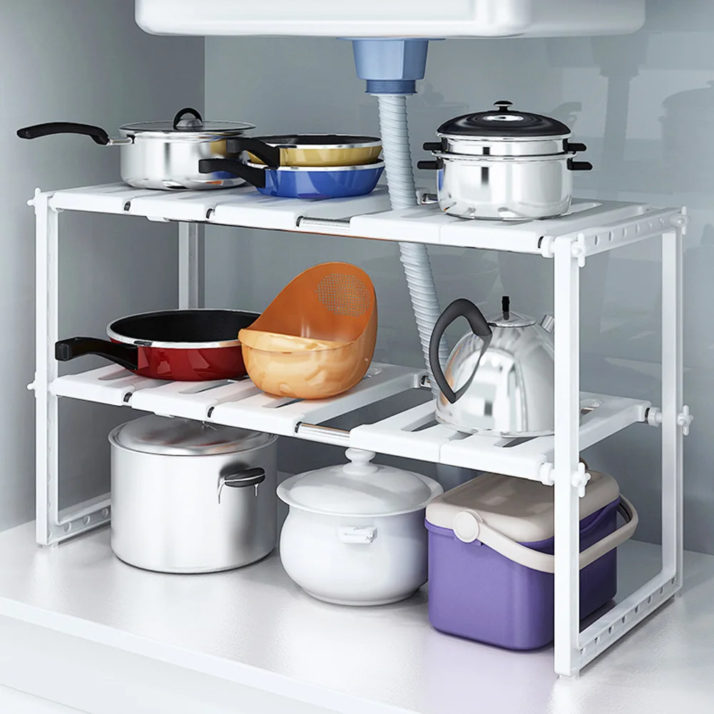 

2-Tier Sink Rack Organizer Storage Expandable Adjustable Kitchen Shelf Holder DSS899