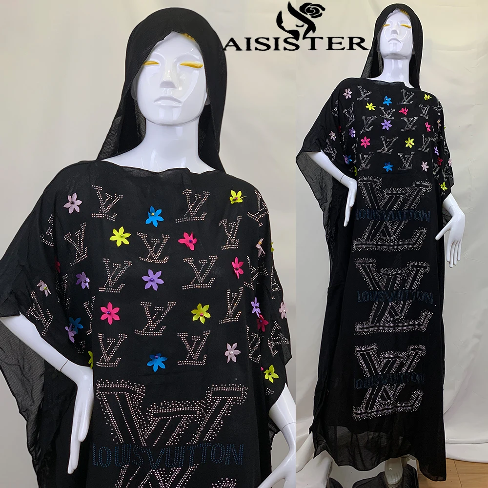 

Fashion Model Dubai Abaya Loose Summer African Dress For Women Diamonds Long Robe Ankara Dashiki Femme Plus Size Muslim Arabi