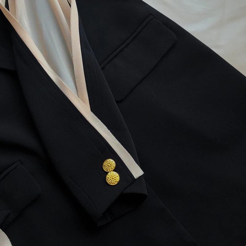 Женский Длинный блейзер офисный Официальный Черный Элегантный рабочий пиджак |