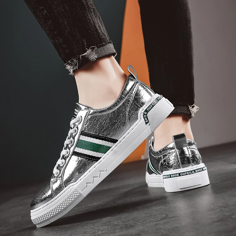 

Men's Comfortable Casual Shoes Light Joker Simple Personality Flats Shoes Rubber Popular Lace-up Non-slip Low Board Shoes