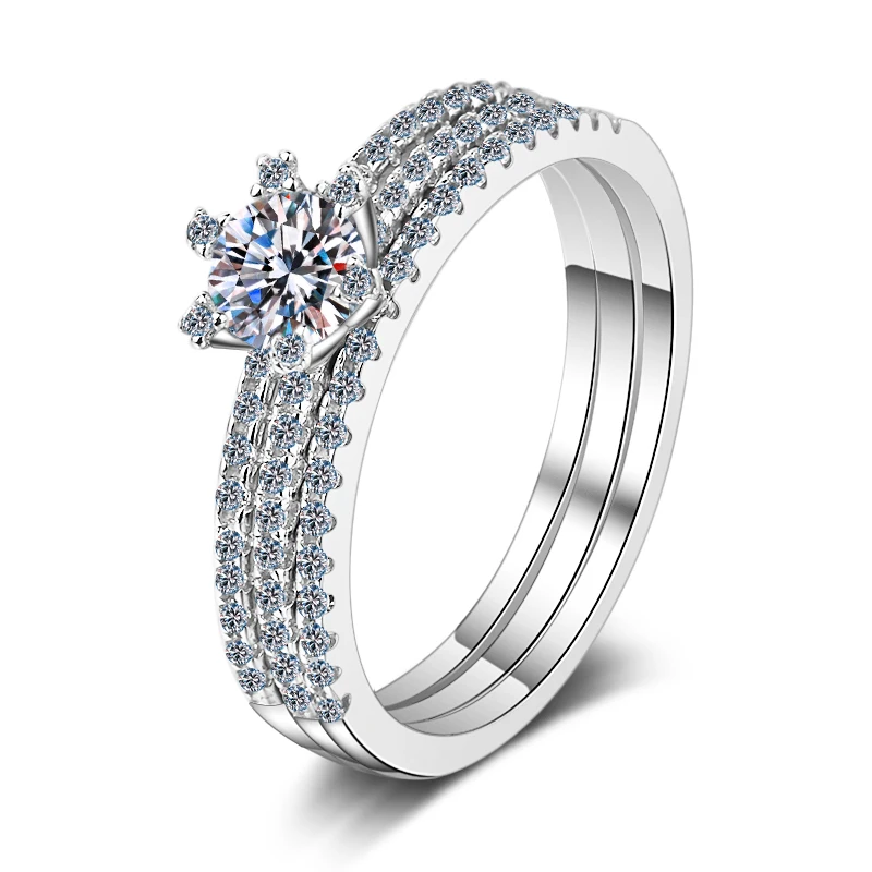 

ANZIW 925 Sterling Silver Moissanite Diamond 0.5CT Fashion Exquisite Bridal Engagement Ring For Women Jewelry Gifts