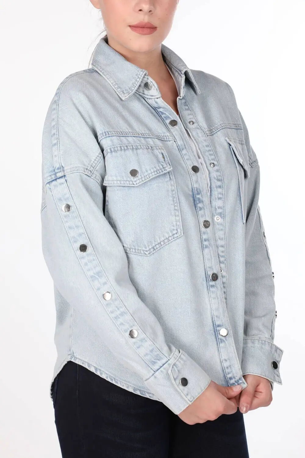 

Blue White Dme Detayl Kadn Jean Ceket