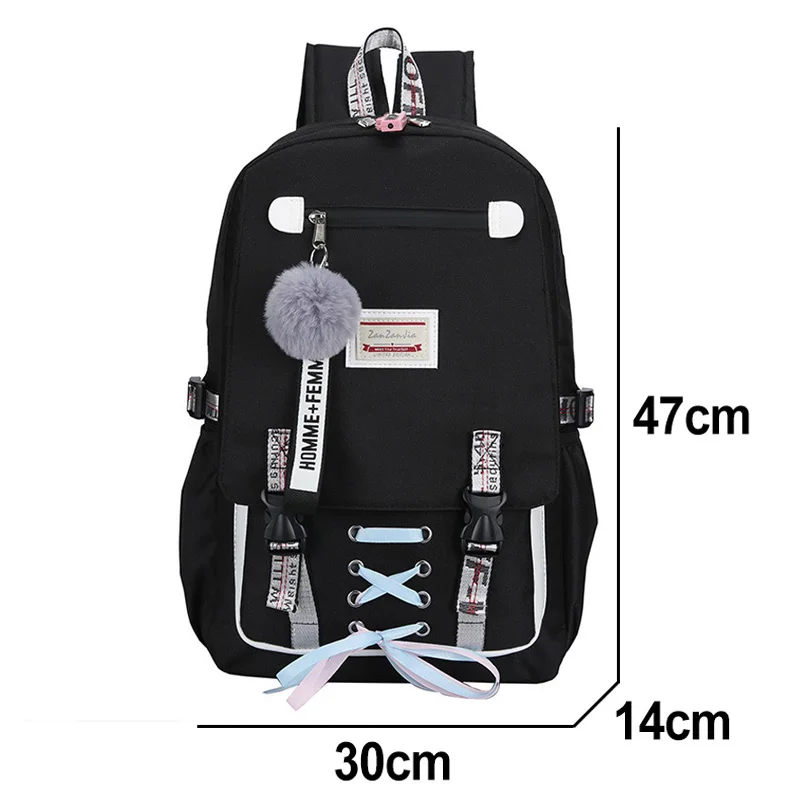 123-658-black 5 шт./компл. модный рюкзак для девочек Школьный рюкзак Mochila Feminina рюкзак, школьные рюкзаки для девочек-подростков, рюкзак для школы, комплект - Цвет: 123-658-black