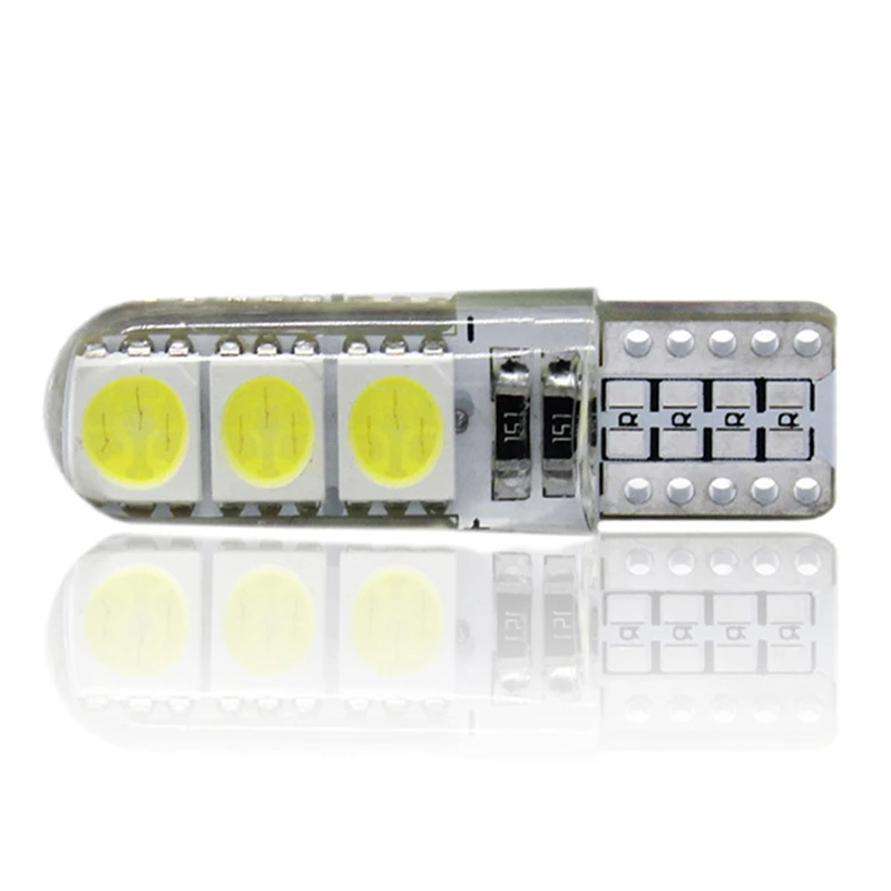 

100pcs Car LED Auto Silica Gel T10 LEDs 194 W5W 168 6 SMD 5050 LED Car Styling Clearance Lights Interior lamp Side Light