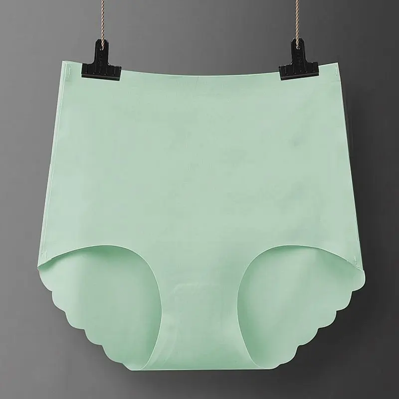 Размера плюс Бесшовные женские трусы однотонные Трусики с высокой талией