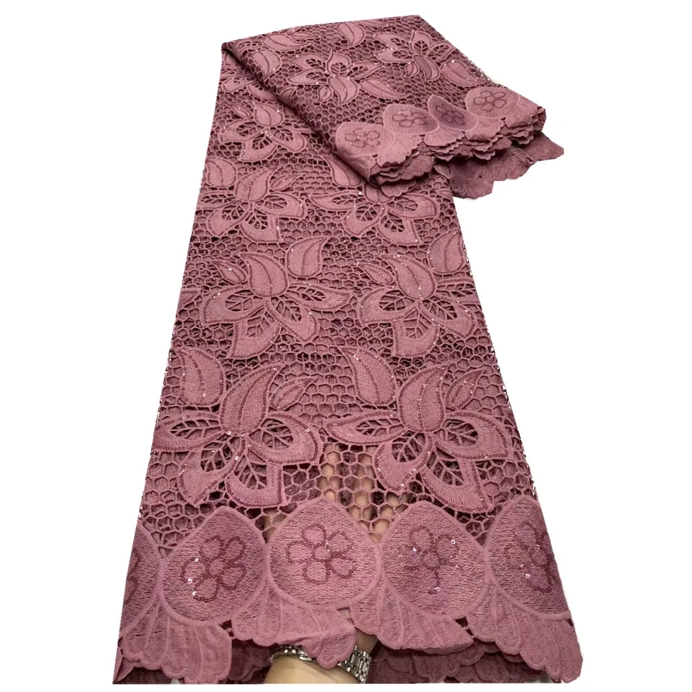 

2021 Guipure Lace Cord Lace Embroiderey French Milk Silk African Water Soluble Cord Lace Fabric For Nigeria Wedding dp66-518