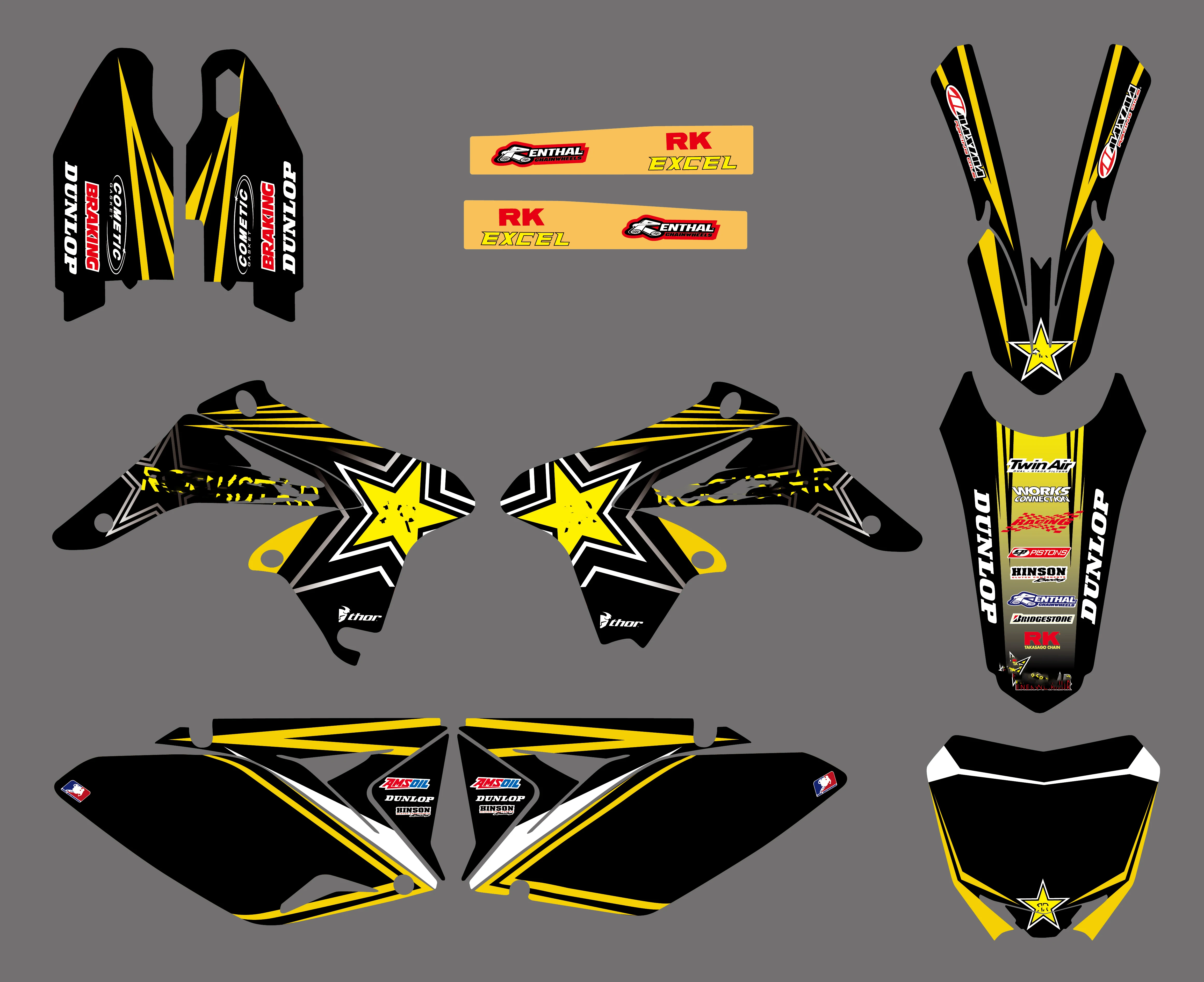 Новая команда графика фоны наклейки Наборы для Suzuki RMZ250 РМЗ 250 2010 2011 2012 2013 2014