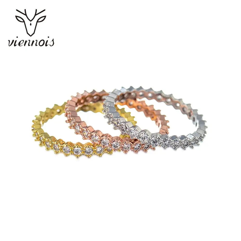 Женские кольца с тройным стеклом Viennois набор колец на палец фианитом украшения