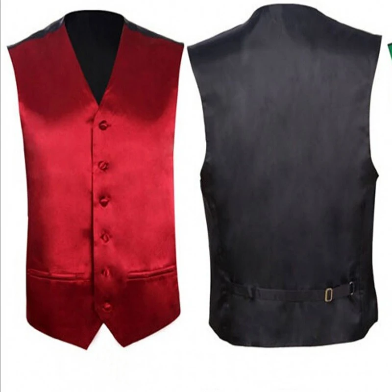Винно красный Шелковый деловой жилет для мужчин весна 2020 новинка облегающий V