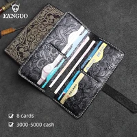 crazy horse leather mens wallet retro embossed handmade long wallet for women genuine leather large capacity card slot purse