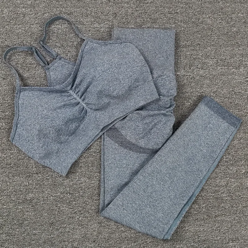 

ASHEYWR Women Sport Seamless Suit Fitness Push Up Leggings High Elastic Workout Running Girl Sportwear Gym Yoga Set