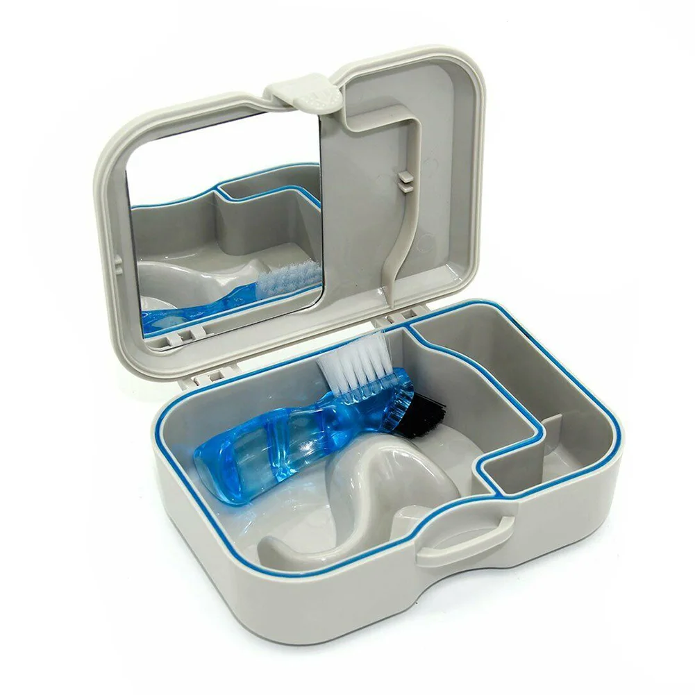 

Форма для зубных протезов, опора для полоскания рта, контейнер для хранения, чехол для чистки зубов с зеркалом + щеткой