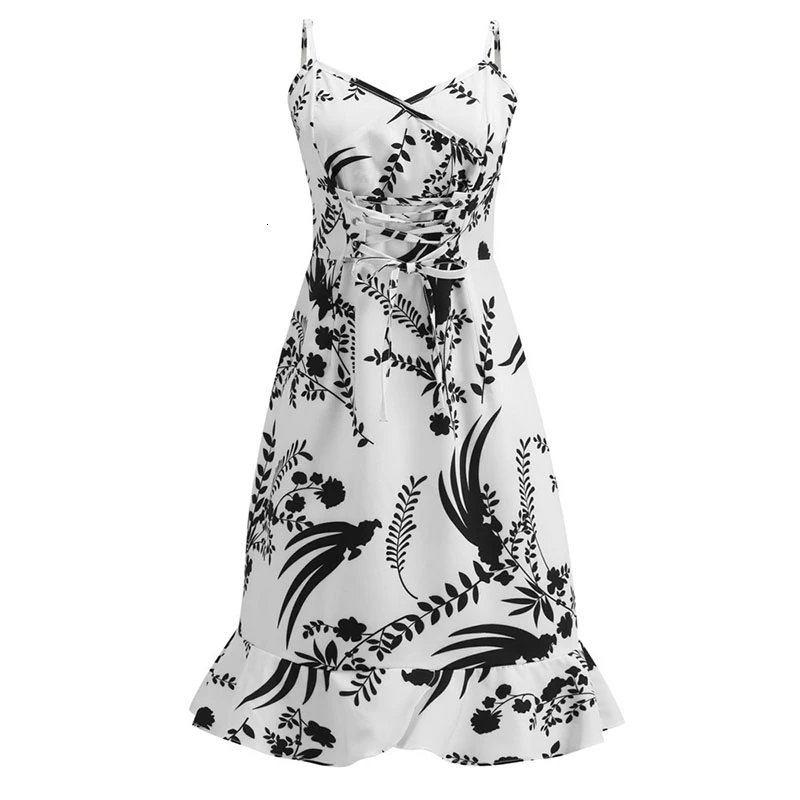Сексуальное пляжное платье миди на бретельках 2019 винтажное с цветочным принтом