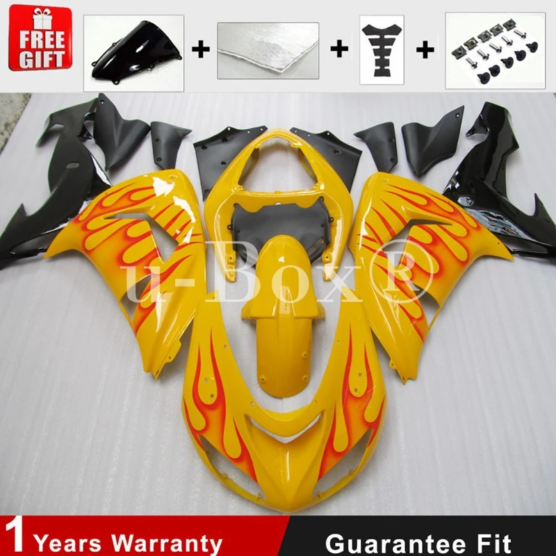 

4 Gifts New ABS Motorcycle Whole Fairings kit Fit For Kawasaki Ninja ZX-10R ZX10R 2006 2007 06 07 Custom yellow