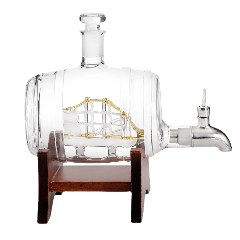 

1000 мл креативный диспенсер для вина в форме бочонка, стеклянный держатель для бутылки вина, набор для виски, винный графин, ручной выдувной с...