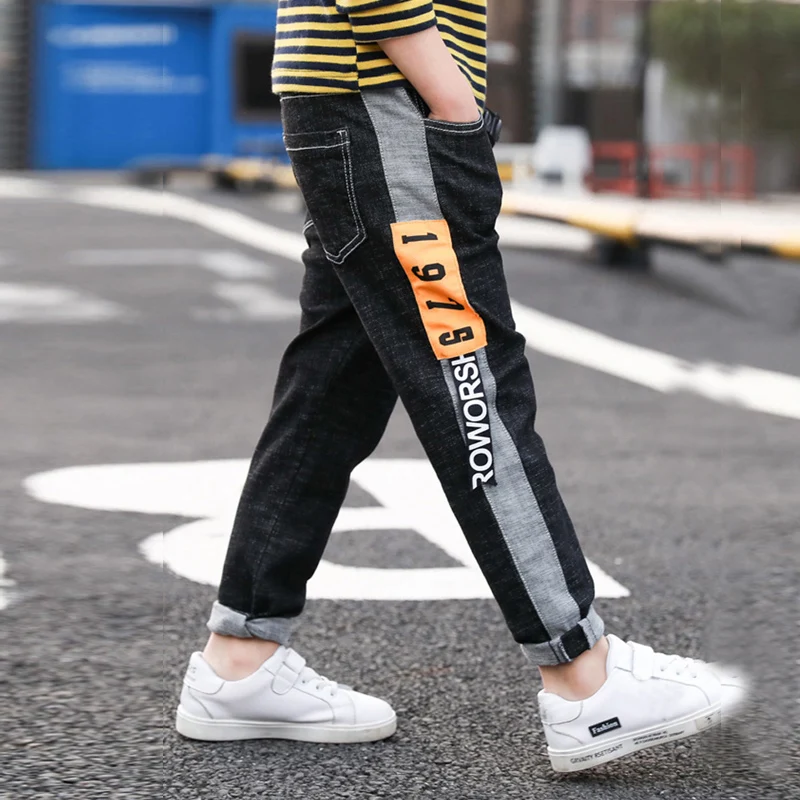 

IENENS 4-11Y Fashion Young Children Slim Straight Jeans Boys Denim Long Pants Kids Baby Boy Casual Trousers Elastic Waist Pants