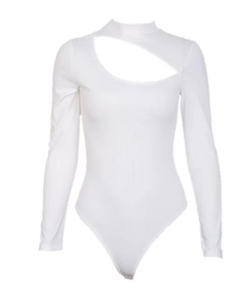 

Women Sexy Fashion Romper Jumpsuit Overalls Long Sleeve High neck Solid Hollow Stretch Bodysuit Leotard Top Autumn Outfits Club